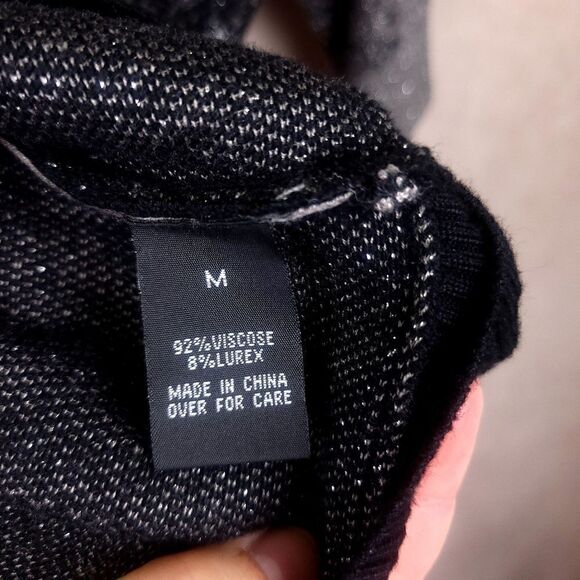 Alyx Grey Black Metalic Gradient Ombre Sweater Dolman Sleeve Size Medium - Picture 8 of 8